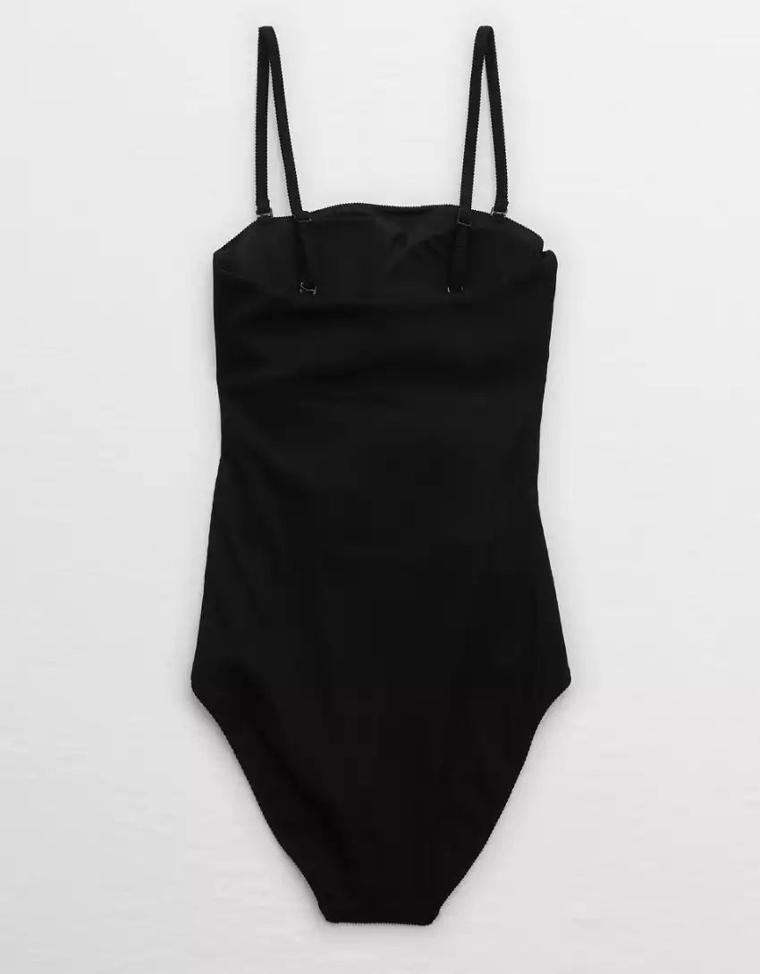 Aerie Ribbed Wrap Strapless One Piece Swimsuit | Aerie