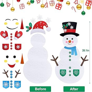 BABORUI Large Felt Christmas Snowman for Toddlers, Xmas Wall Hanging Ornaments Decorations kit fo... | Amazon (US)