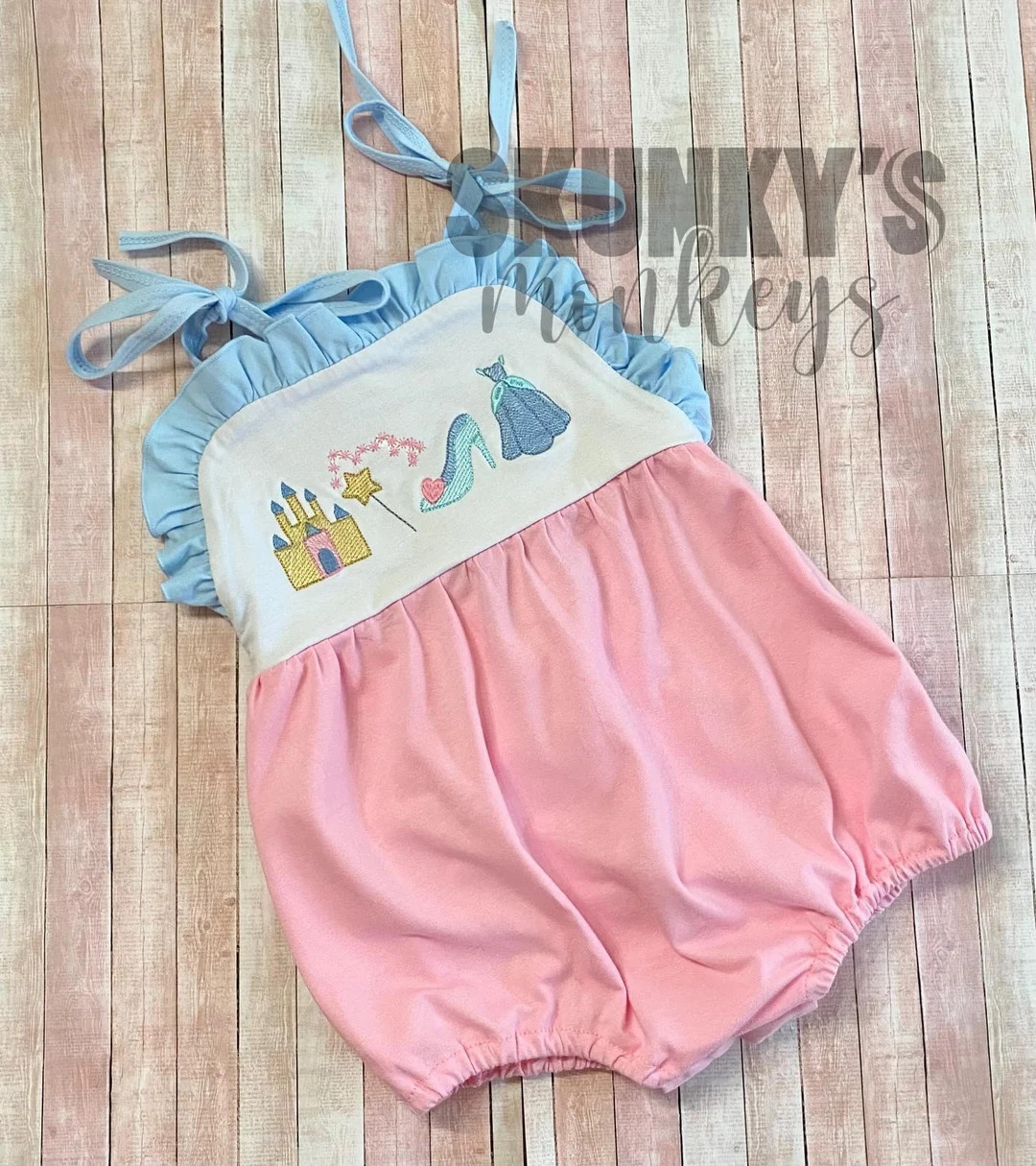 Pink and Blue Princess Sunsuit, Monogrammed Castle Bubble, Personalized Romper, Girls First Birth... | Etsy (US)