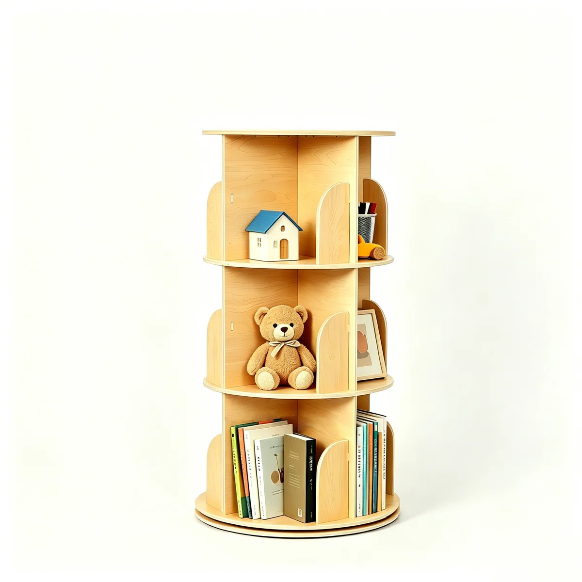 Rotating Bookshelf, Small Footprint, Large Capacity Corner Bookcase | Wayfair North America