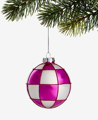 Holiday Lane Merry Magic Pink Checkered Ball Ornament, Macy's Exclusive - Macy's | Macy's