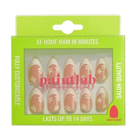 PaintLab Short Almond Press on False Nails 3D Miss Daisy White French Tip 30 Count | Walmart (US)