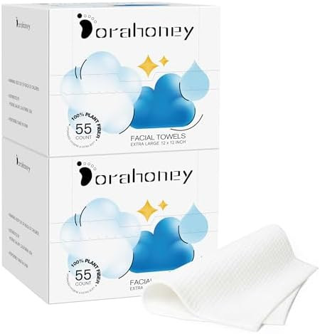 Disposable Face Towels, 12"×12" Extra Large Face Towelettes, Ultra Soft Facial Towels for Sensit... | Amazon (US)