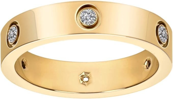 Fashion Classic 18K Gold Plated Titanium Steel Women Stacking Ring Best Gifts Couples Valentine's Da | Amazon (US)