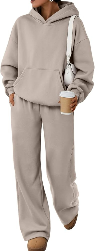 Trendy Queen 2 Piece Lounge Sweat Sets Plus Size Fall Fashion Matching Sweatsuits Wide Leg Pants ... | Amazon (US)