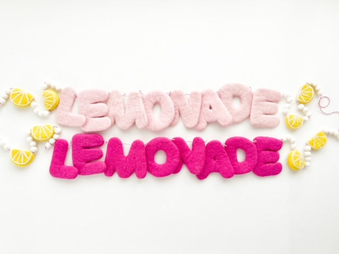 LEMONADE Felt Letter Garland with Mini Felt Balls & Lemon Shapes - 2 Color Options | Etsy (US)