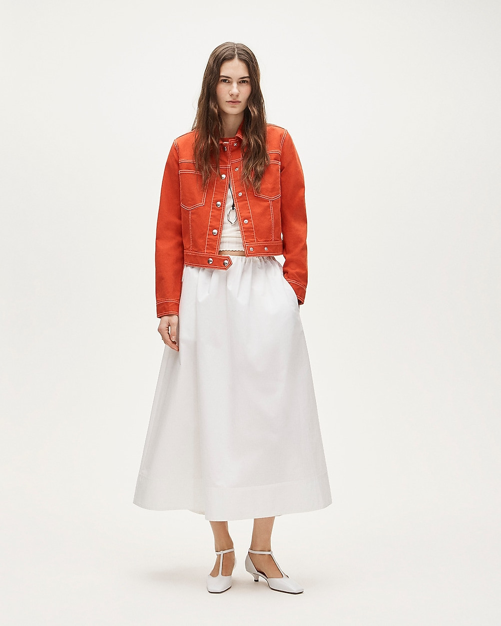 Petite pull-on midi skirt in cotton poplin | J. Crew US