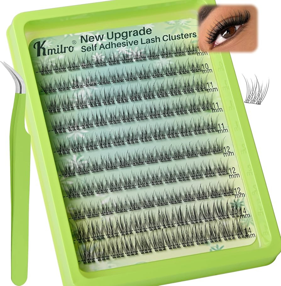 Self Adhesive Eyelashes 10-14mm Natural Self Adhesive Lash Clusters Wispy Press on Lashes No Glue... | Amazon (US)