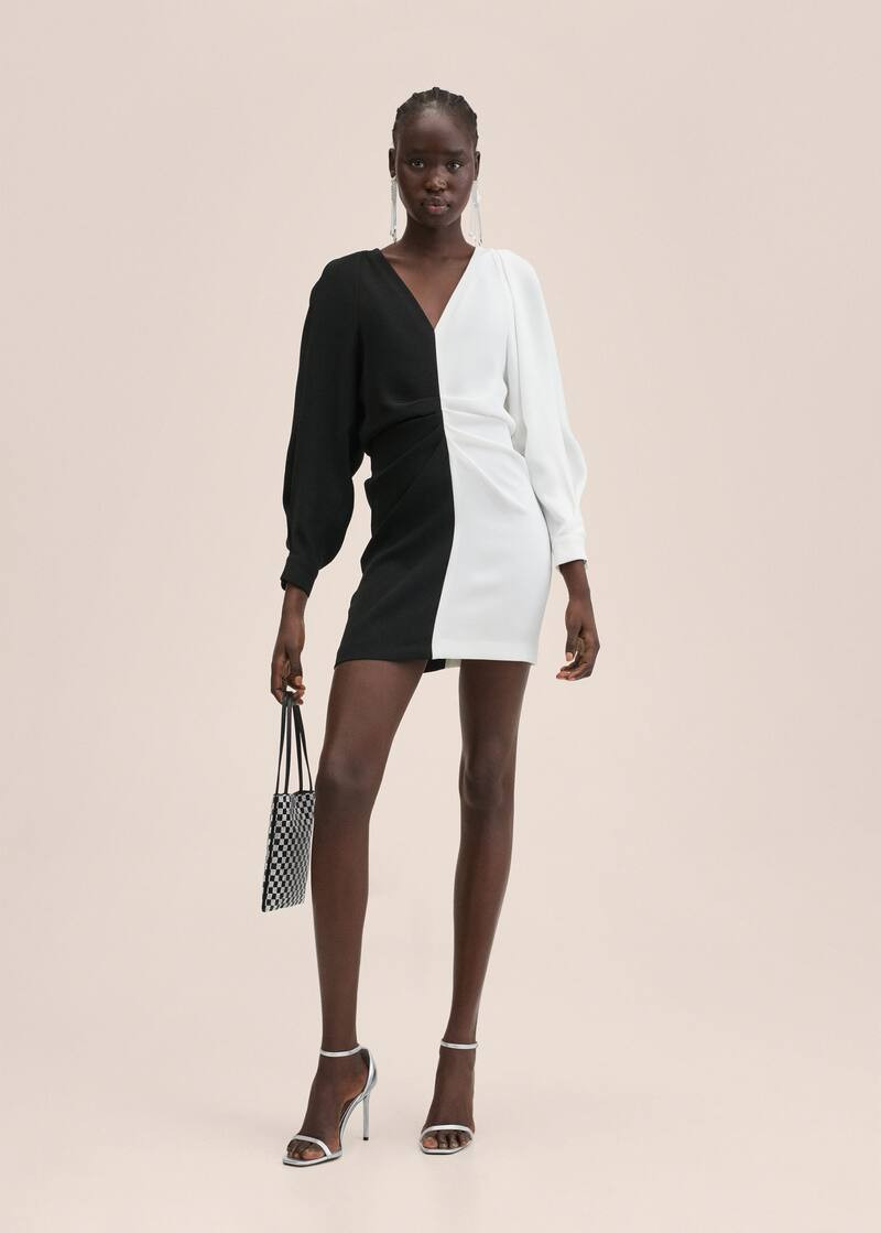 Bicolor  draped dress -  Women | Mango USA | MANGO (US)