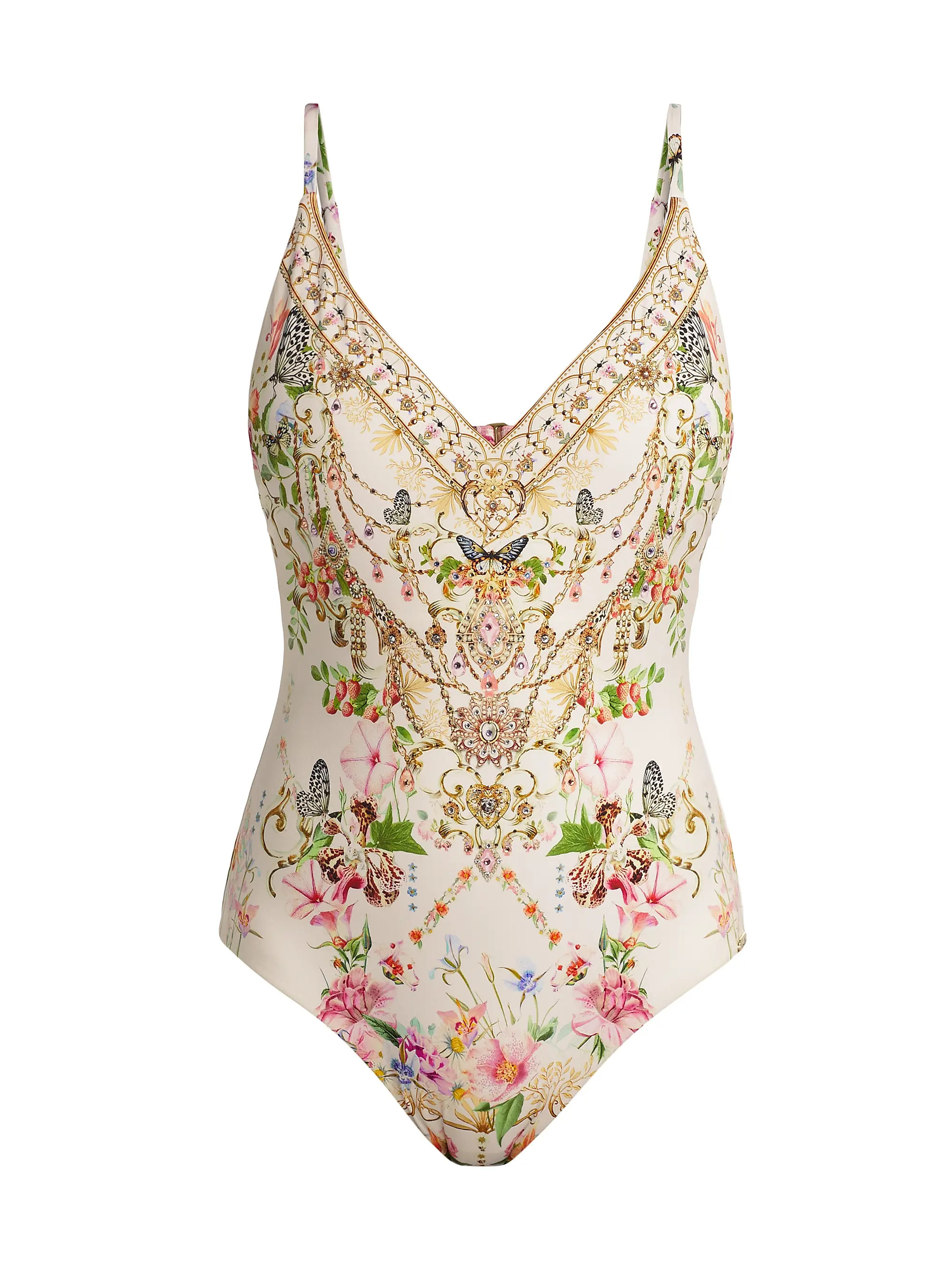 Camilla Printed V-Neck One-Piece Swimsuit | Saks Fifth Avenue | Saks Fifth Avenue