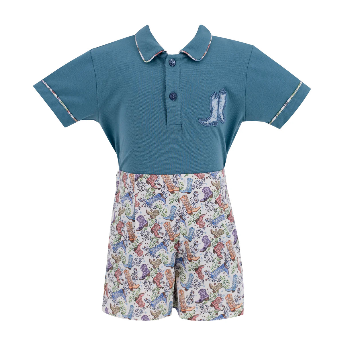 Fields Boy Polo Set - Boots Print | Dondolo