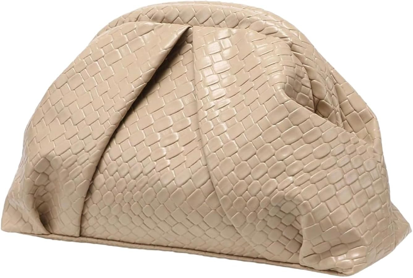 OYOANGLE Women's Minimalist Woven Leather Clutch Purses Textured Kiss Lock Pleated Vintage Evenin... | Amazon (US)