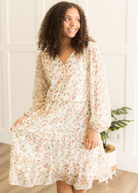 Diana Cream Floral Tiered Dress | My Sister's Closet Boutique