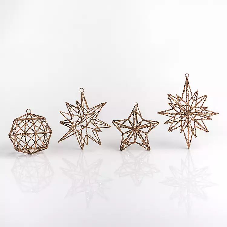 Mocha Glitter Assorted Ornaments, Set of 4 | Kirkland's Home