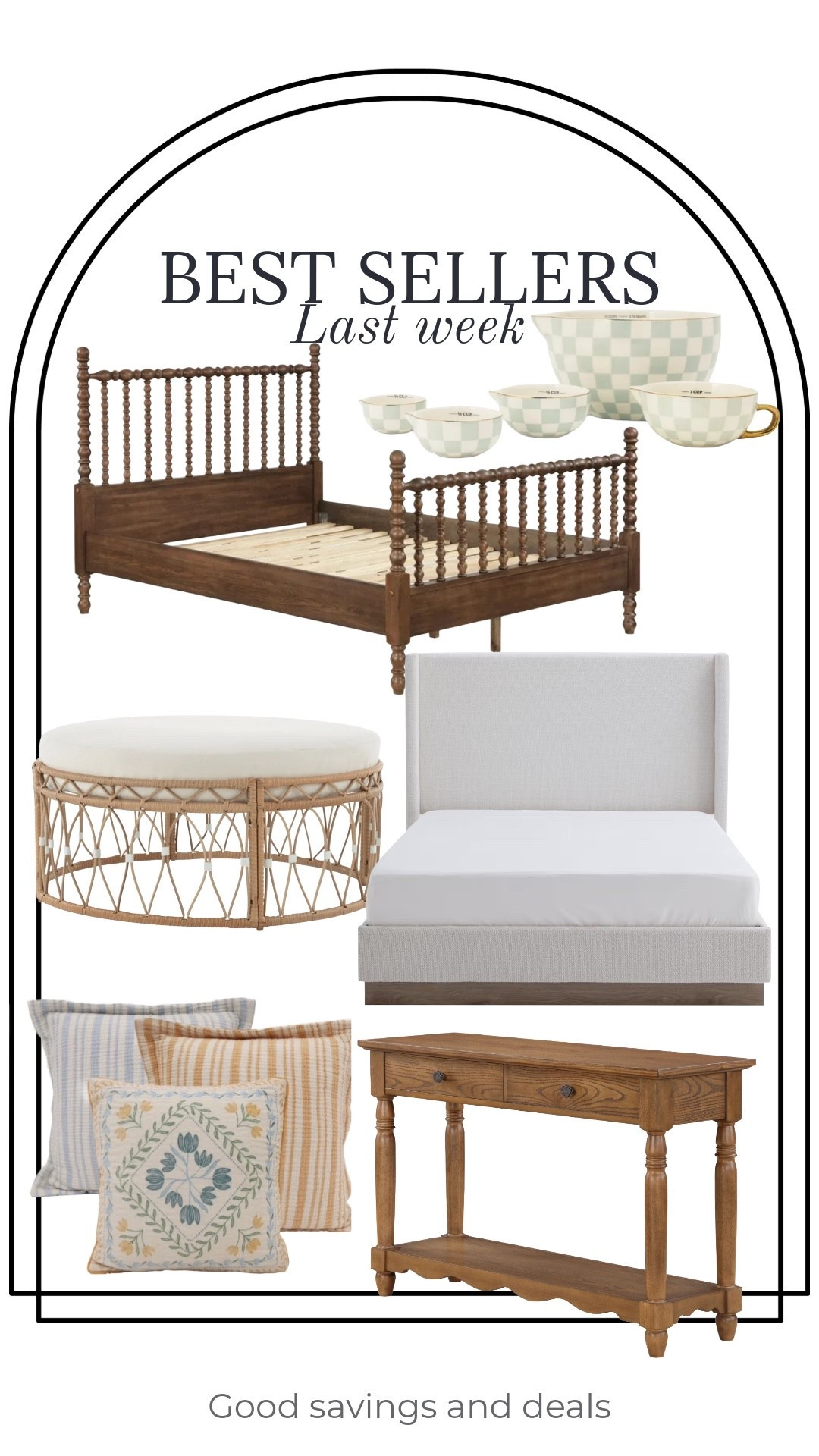 Best sellers last week. Bed frames, spindle furniture. Checkered measuring bowls. 

#LTKHome