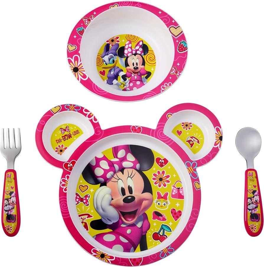 The First Years Disney Minnie Mouse Dinnerware Set - Toddler Plates and Toddler Utensils- 4 Count | Amazon (US)