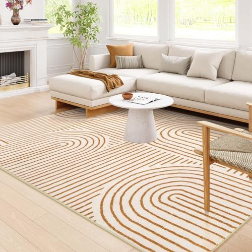 Lahome Abstract Machine Washable Rugs 8x10, Ultra-Thin Soft 8x10 Rugs for Living Room Office, Non... | Amazon (US)