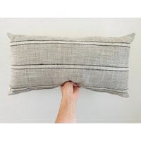 Weathered Stipe LUMBAR Pillow, Stripe Pillow, Gray Pillow, Designer Pillow, Vintage Inspired Pillow, Hackner Home | Etsy (US)