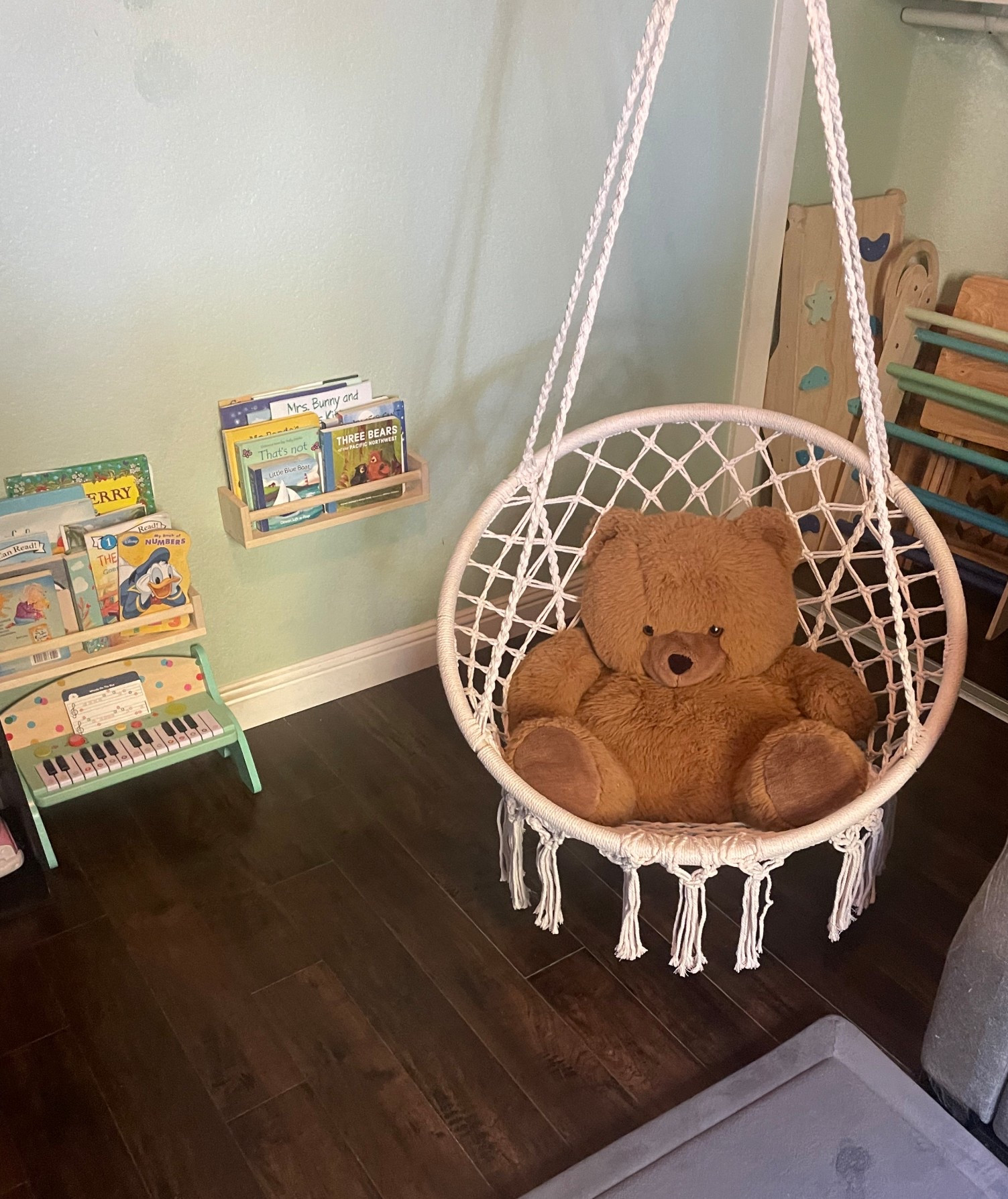 I love lil K’s reading corner so much! We set up this swing and shelves and she loves to come in here and just look at her books. It’s so wonderful for our little bookworm! 

Floor mat, swing, and little piano are all on sale this week! 

#LTKFamily #LTKKids #LTKHome