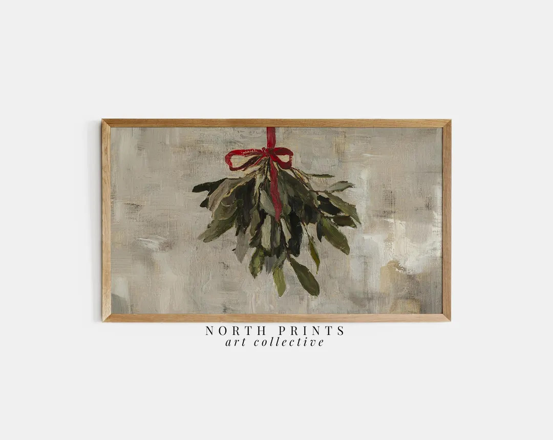 Mistletoe Christmas Frame TV Art: Rustic Holiday Decor (digital Download) TV2-35 - Etsy | Etsy (US)