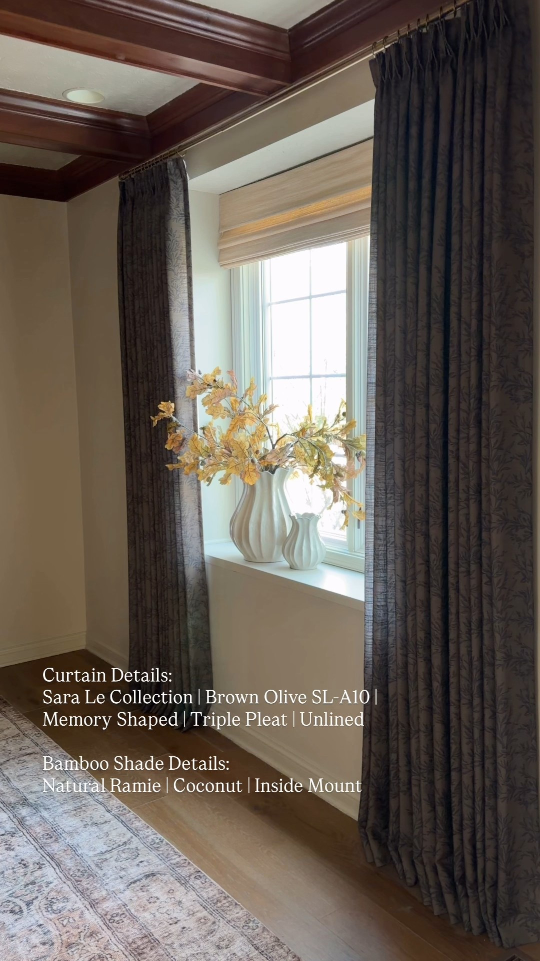 So in love with my new office curtains! 
Use code MYNINETIESHOME for 26% off 

Curtain Details: 
Sara Le Collection | Brown Olive SL-A10 | Memory Shaped | Triple Pleat | Unlined

Bamboo Shade Details:
Natural Ramie | Coconut | Inside Mount

#LTKHome