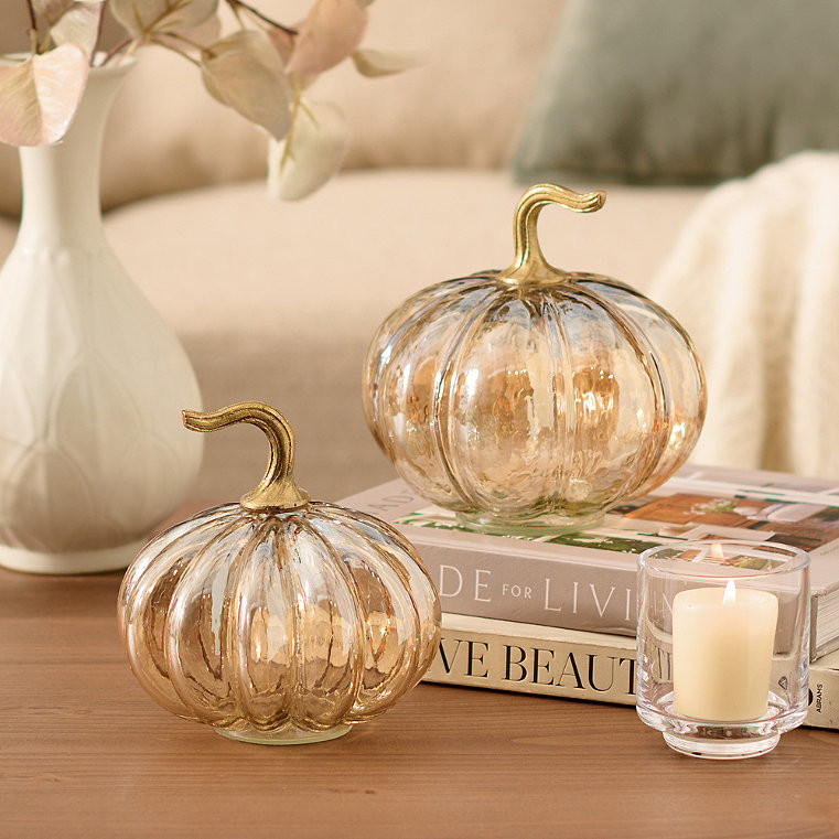 Vintage Glass Pumpkins, Set Of Two - Grandin Road | Grandin Road
