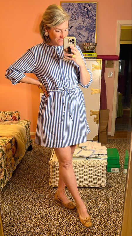 The preppy look for less! Blue and white stripes are always right! This dress is elastic in the back and you can cinch the front however tight or loose you want! Add some cute cork and gold flats for a little extra texture to finish the preppy look , and don’t forget to fold up the cuffs!

#LTKfindsunder50 #LTKbump #LTKstyletip