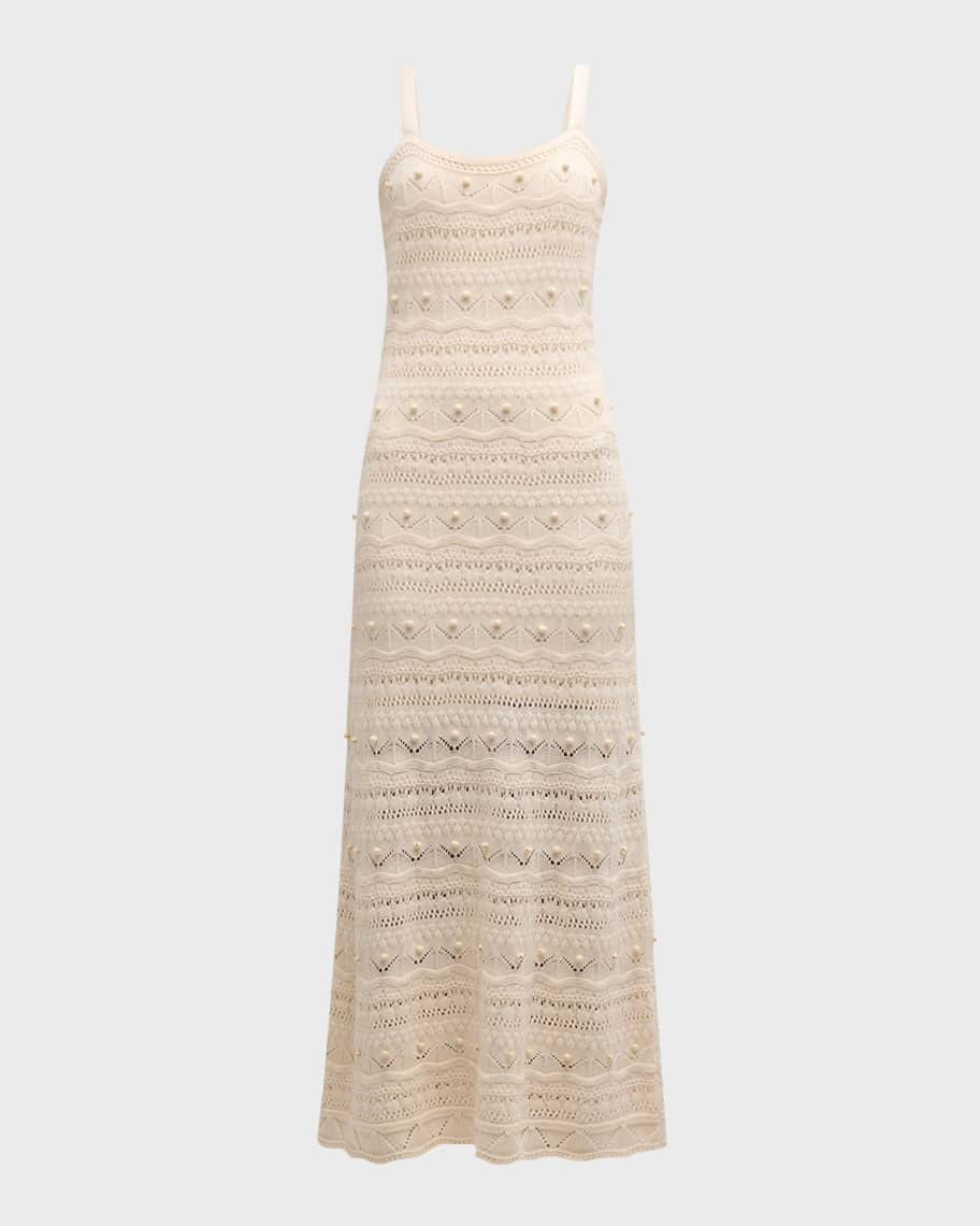 Janice Beaded Crochet Midi Dress | Neiman Marcus