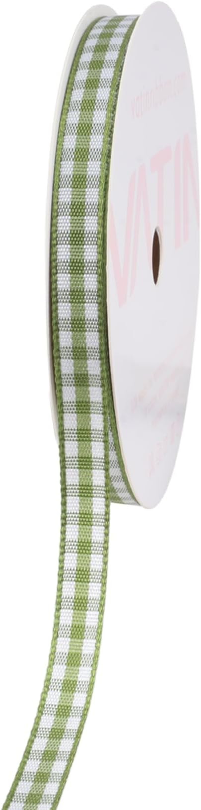 VATIN Moss Green and White Gingham Ribbon, Each Roll Measuring 1/4 Inch Wide by 10 Yards Long, Fe... | Amazon (US)