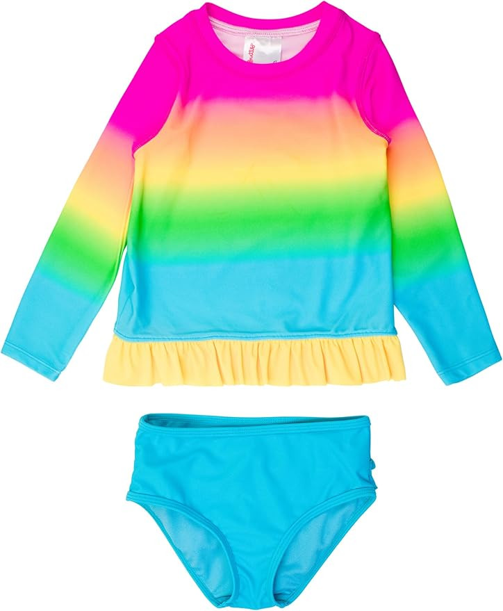 RuffleButts Baby/Toddler Girls Long Sleeve Rash Guard UPF50+ Sun Protected Bikini Swimsuit | Amazon (US)