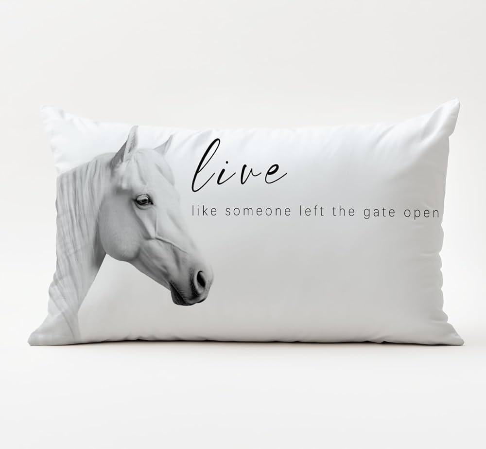 Western Horse Pillow Covers 12x20, Inspirational Horse Pillow Cases, Cowgirl Dorm Room Decor, Pos... | Amazon (US)