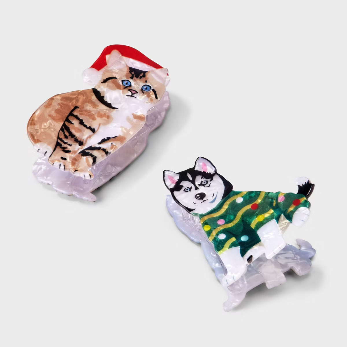 Girls' 2pk Christmas Cat and Dog Claw Clip Set - art class™ | Target