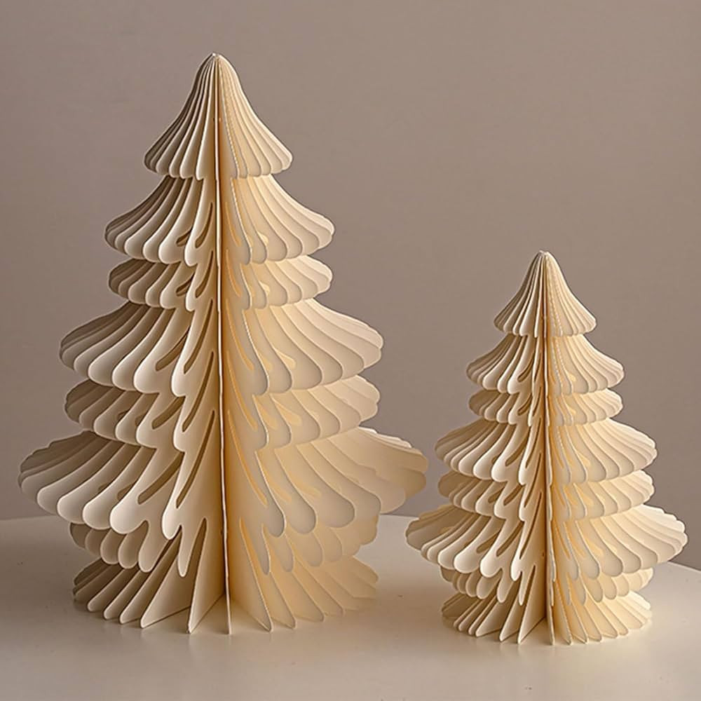 2pcs Honeycomb Folded Christmas Tree,3D Paper Christmas Tree Ornament,Portable Tabletop Tree Deco... | Amazon (US)