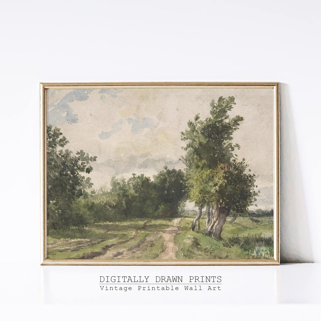 English Countryside Painting, Vintage Landscape Print, Antique European Art, Rustic Print, Meadow... | Etsy (US)