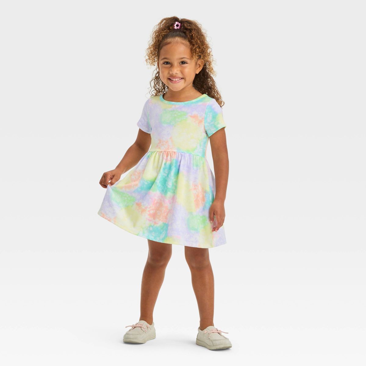 Toddler Girls' Rainbow Tie-Dye Short Sleeve Dress - Cat & Jack™ | Target
