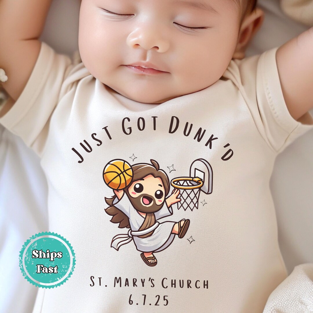 Just Got Dunk'd Baptism Gerber® Baby Onesie® Brand Bodysuit, Custom Baptism Baby Announcement B... | Etsy (US)