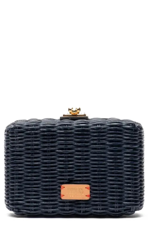 Frances Valentine Paige Wicker Box Clutch in Navy at Nordstrom | Nordstrom