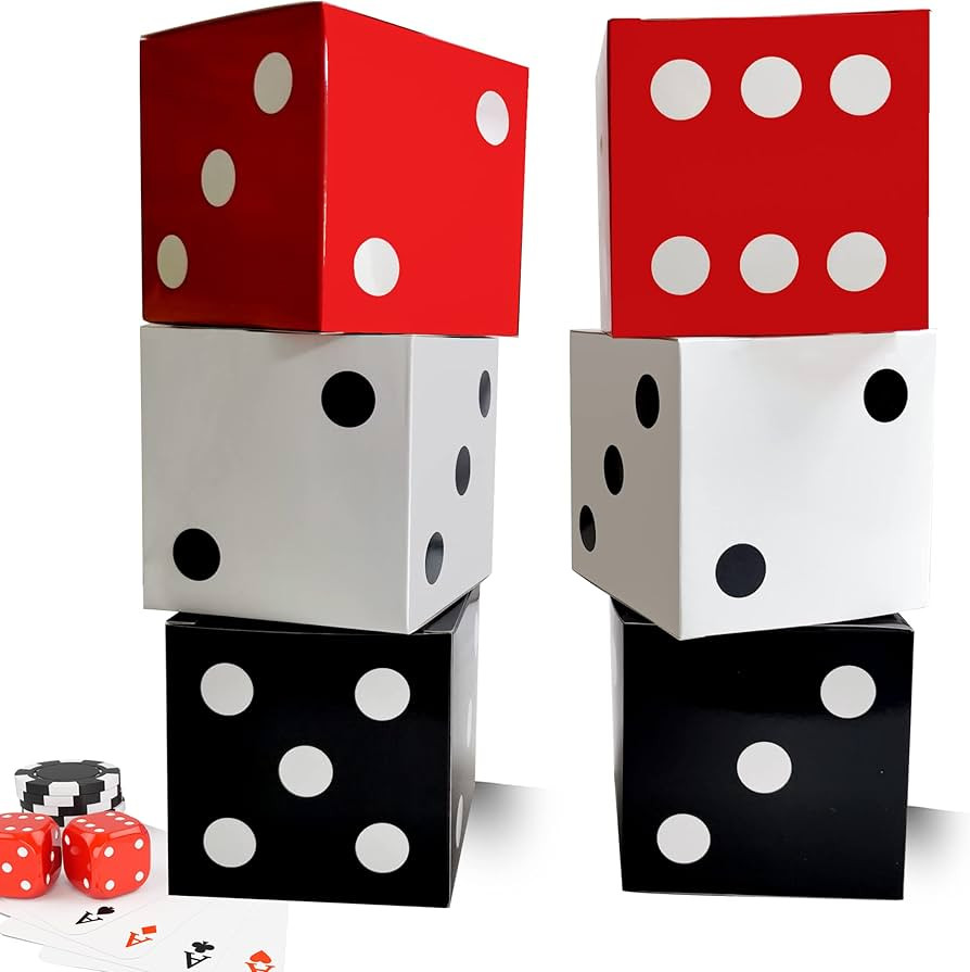 6 Pcs Dice Favor Boxes 8 x 8 x 8 Inch dice Boxes Bulk for centerpieces Casino Party Decorations G... | Amazon (US)