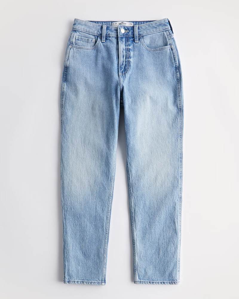 Women's Curvy High-Rise Medium Wash Mom Jeans | Women's Bottoms | HollisterCo.com | Hollister (US)
