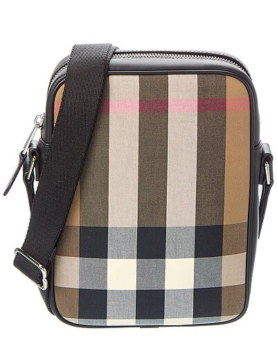 Check Canvas & Leather Crossbody | Rue La La