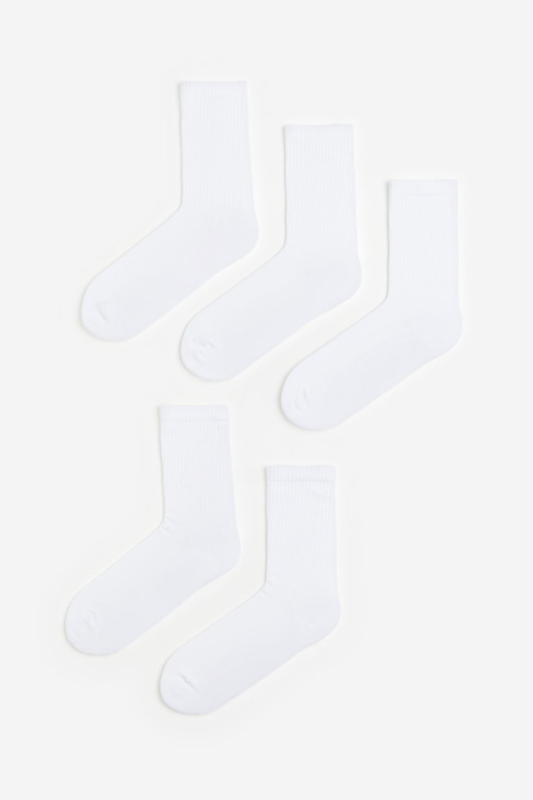 H & M - 5-pack socks - White | H&M (UK, MY, IN, SG, PH, TW, HK)