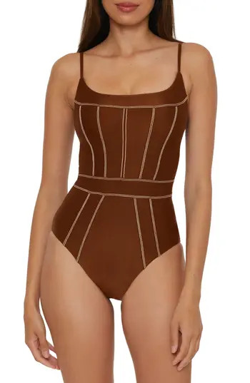 Becca Color Sheen One-Piece Swimsuit in Dark Coco at Nordstrom Rack, Size Medium | Nordstrom Rack