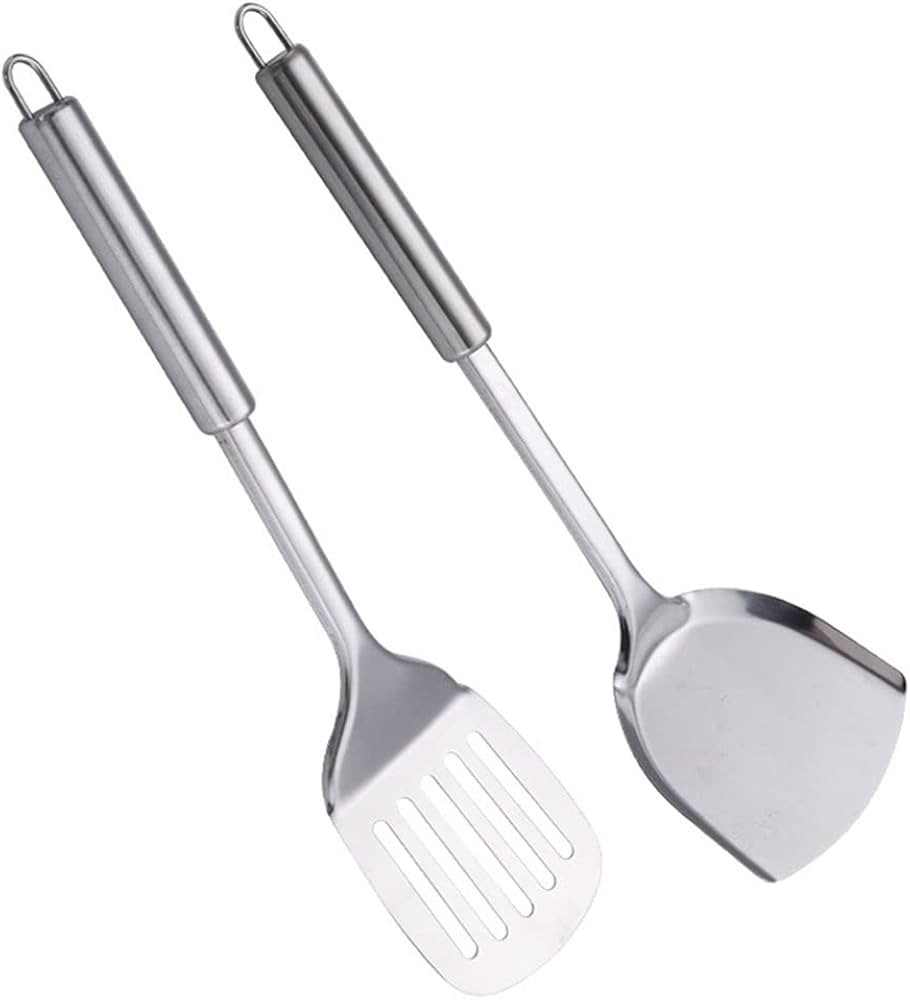 Pack of 2 Stainless Steel Slotted Spatula non stick spatula Solid Kitchen High Heat Resistant Fre... | Amazon (US)