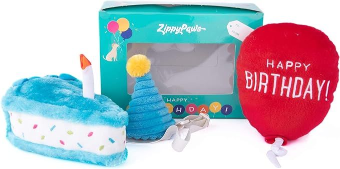 ZippyPaws Birthday Box - Birthday Gift for Dogs, Squeaky Toy Set, Colorful Squeaky Dog and Puppy ... | Amazon (US)