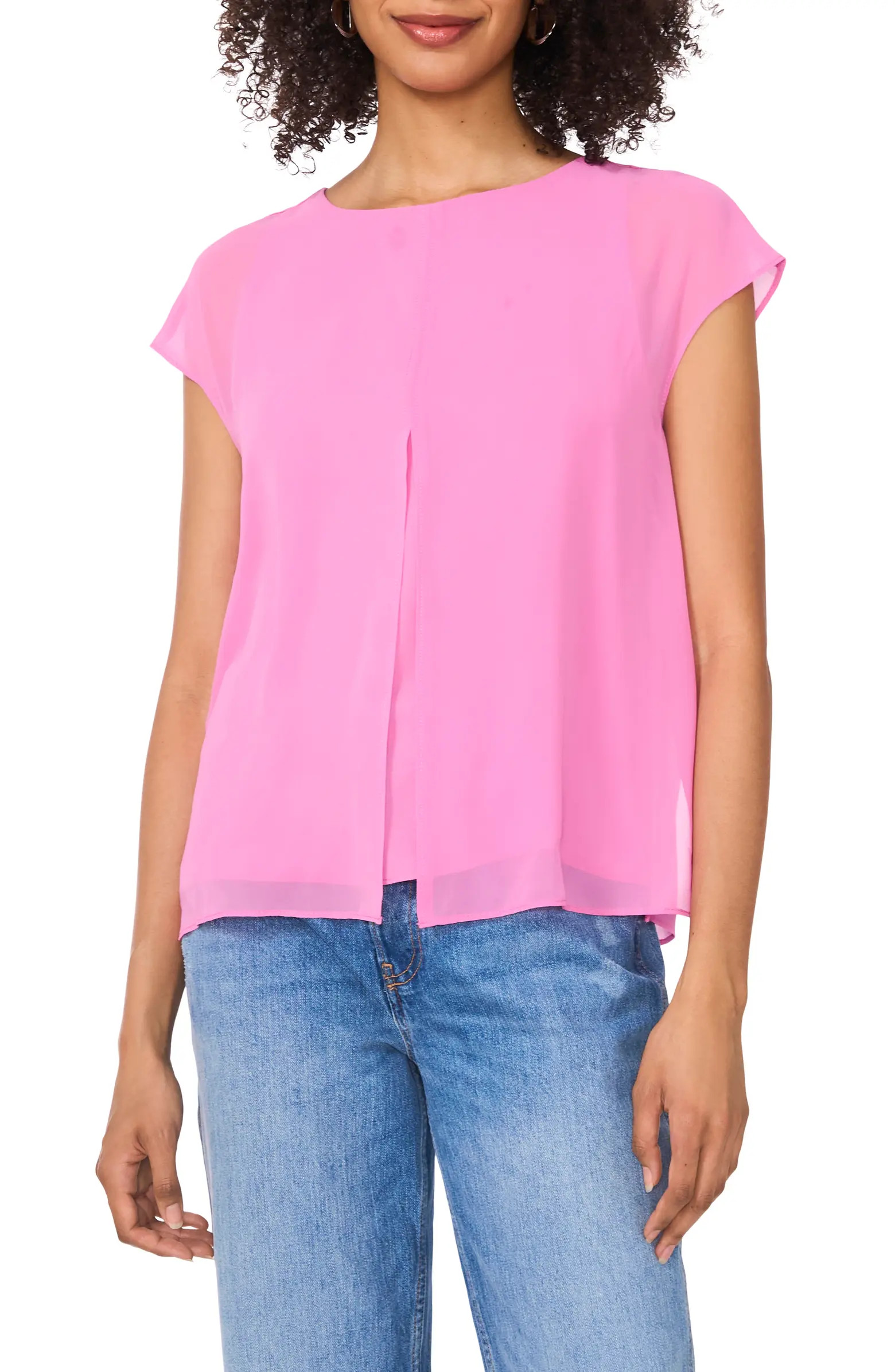 Mesh Overlay Georgette Top | Nordstrom