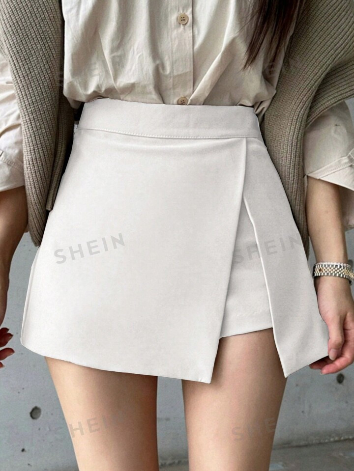 DAZY Women's Solid Color Side Slit Casual Skorts | SHEIN