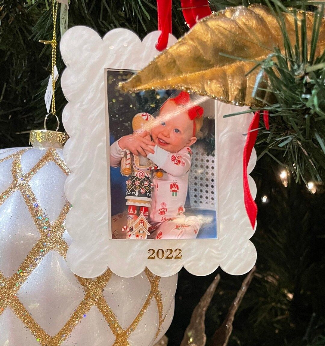 Acrylic Pearl Photo Frame Christmas Ornament - Etsy | Etsy (US)