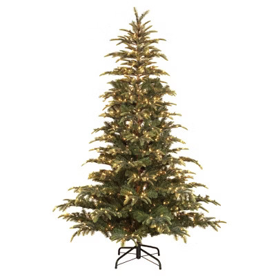 Puleo International Pre Lit Aspen Green Fir Christmas Tree w/ Metal Stand | Target