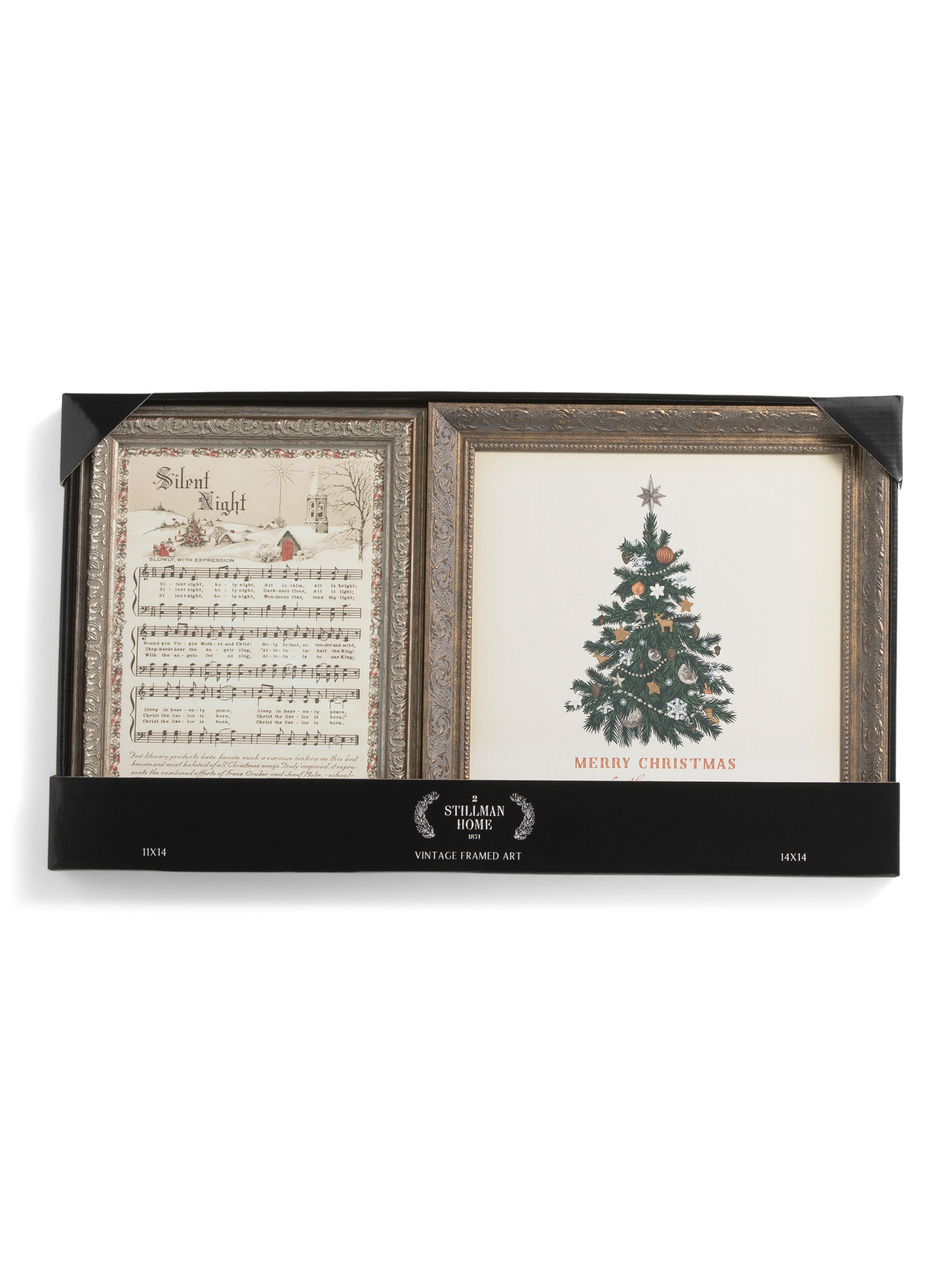 Set Of 2 Silent Night And Merry Christmas Tree Wall Art | TJ Maxx