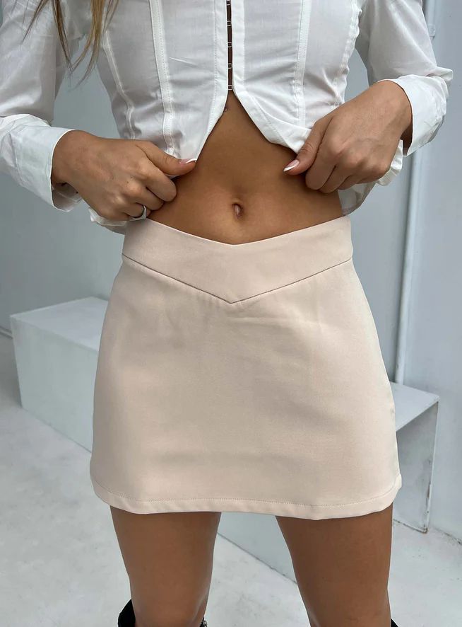Easton Mini Skirt Beige | Princess Polly US